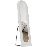 HOMCOM Wavy Velvet-Feel Full Length Mirror - White