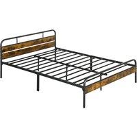 HOMCOM Industrial-Style King Bed Frame - Black/Brown Aosom UK