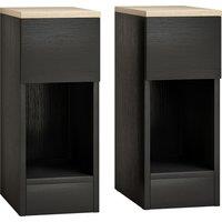 HOMCOM Set of Two Modern Storage Bedside Tables - Black