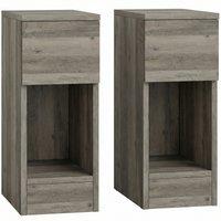 HOMCOM Set of Two Modern Storage Bedside Tables - Grey