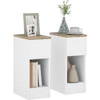 HOMCOM Set of Two Modern Storage Bedside Tables - White Aosom UK