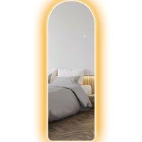 HOMCOM Arched Full Length Mirror with LED Lights, 120 x 40cm Backlit Frameless Wall Mirror with Dimming and 3 Colour Lighting for Living Room, Bedroom, Clear Aosom UK