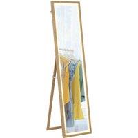 HOMCOM Full Length Mirror, with Adjustable Outer Light, Oak Aosom UK