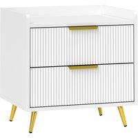 HOMCOM Elegant Two-Drawer Bedside Table - White