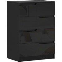 HOMCOM Chest of Four High Gloss Front Drawers - Black