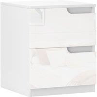 HOMCOM Set of Two High Gloss Bedside Tables - White