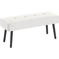 HOMCOM End of Bed Bench, Corduroy Bedroom Bench with Thick Padding and Steel Legs, Tufted Window Seat for Entryway, Living Room, Cream White