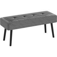 HOMCOM End of Bed Bench, Corduroy Bedroom Bench with Thick Padding and Steel Legs, Tufted Window Seat for Entryway, Living Room, Grey