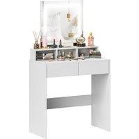 HOMCOM Dressing Table with Mirror and LED Lights, Vanity Table with Drawers, Compartments, Colour Lighting for Women and Girls, White Aosom UK