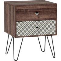 HOMCOM Nightstand, 2-Drawer Bedside Table, Bedside Cabinet, Sofa End Side Table for Living Room, Bedroom, Rustic Brown