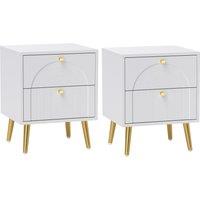HOMCOM 2-Drawer Bedside Table Set of 2 - White