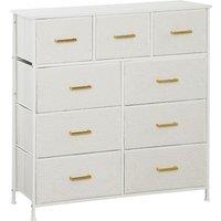 HOMCOM Chest of Drawers with 9 Fabric Drawers, Boucle Storage Organiser with Steel Frame, Fabric Dresser for Bedroom, Living Room, Hallway, Cream White