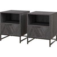 HOMCOM Bedside Cabinets: Dual Nightstands with Drawer & Shelf, Steel Legs for Living & Bedroom, Charcoal Grey Aosom UK