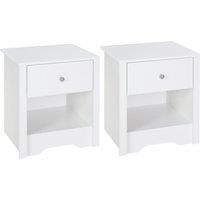HOMCOM Set of 2 Modern White Bedside Tables with Drawer & Shelf, Bedroom & Living Room Aosom UK
