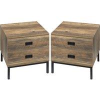 HOMCOM Retro Bedside Units: Metal Frame Side Tables with 2 Drawers, Set of 2, Coffee Tone Aosom UK