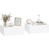 HOMCOM Floating Bedside Table Set of 2, Wall-Mounted Nightstand with Storage Drawer, White