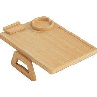HOMCOM Anti-Slip Sofa Armrest Tray, Bamboo Sofa Arm Tray with 360 Phone Holder and Removable Cup Holder, Natural