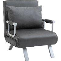 HOMCOM 2-In-1 Design Single Sofa Bed Sleeper, Foldable Armchair Bed Lounge Couch w/ Pillow, Dark Grey Aosom UK