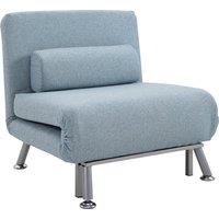 HOMCOM Foldable Single Sofa Bed Chair, Portable Sleeper with Pillow, Lounge Furniture, Blue
