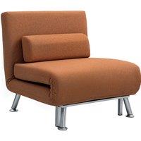 HOMCOM Single Linen-Feel Sleeper Chair - Coffee