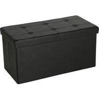 HOMCOM Storage Ottoman Bench, 89L PU Leather Folding Foot Rest Stool, End of Bed Bench, Easy Assembly, for Living Room, Bedroom, Entryway, Black