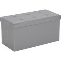 HOMCOM Storage Ottoman Bench, 89L PU Leather Folding Foot Rest Stool, End of Bed Bench, Easy Assembly, for Living Room, Bedroom, Entryway, Grey