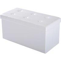 HOMCOM Ottoman Bench Seat, Folding Faux Leather Storage Cube, Rectangular Footrest Stool Box, Cream White Aosom UK