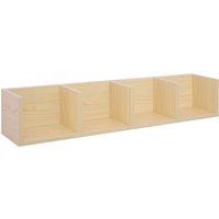 HOMCOM Wall Mount 84 CD / 56 DVD/Blu-ray/ Media Storage Rack 4 Cubes Wooden Shelf Organizer Unit Bookcase Display (Natural Wood Colour) Aosom UK