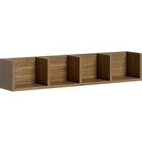 HOMCOM Wall Mount 84 CD / 56 DVD/Blu-ray/ Media Storage Rack 4 Cubes Wooden Shelf Organizer Unit Bookcase Display, Walnut