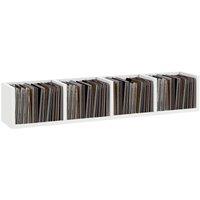 HOMCOM Wall Mount 84 CD / 56 DVD/Blu-ray/ Media Storage Rack 4 Cubes Wooden Shelf Organizer Unit Bookcase Display (White)