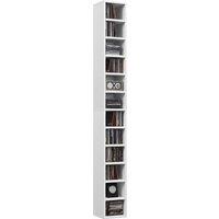 HOMCOM 204 CD Storage Unit, DVD Storage Tower with 12 Cubes, 175cm Tall Bookcase for Living Room, Home Office, Study Room, White Aosom UK