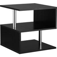 HOMCOM S-Shape Coffee Table, 2-Tier Storage Shelves, Versatile Organizer for Home Office, Black Aosom UK