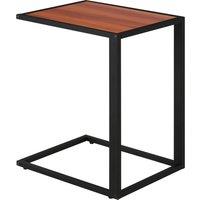 HOMCOM C-Shaped Sofa End Table, Metal Frame Accent Couch Table for Living Room, Bedroom, Walnut and Black Aosom UK