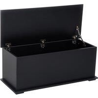 HOMCOM Storage Bench, Wooden Toy Box, Clothes Chest with Lid, Seating Ottoman, Blanket Trunk, Black