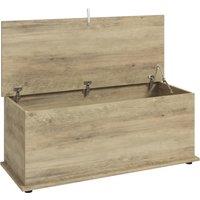 HOMCOM Large 114L Storage Chest Grey Wood Bench Trunk with Safety Lid for Bedroom Hallway and Living Room 100 x 40 x 40cm