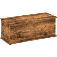 HOMCOM 113L Storage Chest, Storage Box with Flip-Top Lid and 2 Safety Hinges, Storage Trunk for Living Room, Entryway, 100 x 40 x 40 cm, Rustic Brown