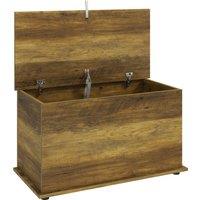 HOMCOM Storage Chest, 102L Blanket Box, Shoe Bench with Safety Hinged Lid, Bed End Bench for Bedroom, 80 x 40 x 45cm, Brown