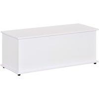 HOMCOM Ottoman Storage Box, Wooden Chest for Toys, Clothes, Bedding, Blanket Trunk with Lid, Seat Bench - White Aosom UK