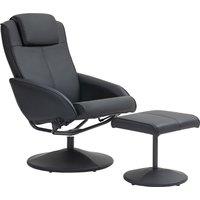 HOMCOM Faux Leather Reclining Chair and Footstool - Black Aosom UK