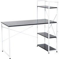 HOMCOM Workstation Wonder: 4-Tier Bookshelf, Sturdy Metal Frame, Wooden Desktop, Home Office Companion, Black & White Aosom UK