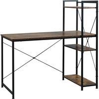 HOMCOM Study Desk, Computer Table with 4-Tier Bookshelf, Home Office Workstation, Metal Frame, Wooden Top, Rustic Brown & Black Aosom UK