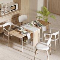 HOMCOM Foldable Dining Table Folding Workstation for Small Space with Storage Shelves Cubes Oak &