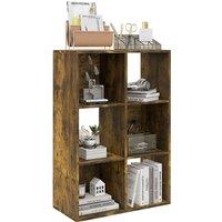 HOMCOM 3-tier 6 Cubes Storage Unit Particle Board Cabinet Bookcase Organiser Home Office Shelves Rustic Brown Aosom UK