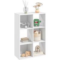 HOMCOM 6 Cubes Storage Unit, 3-Tier Particle Board Bookcase Organiser for Home Office, White Aosom UK