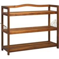 HOMCOM Acacia Wooden Shoe Rack 3-Tier with 2 Hangers, Shoe Storage Organiser for up to 12 Pairs, Entryway Living Room, Teak Aosom UK