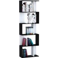 HOMCOM 5-Tier S-Shaped Black Bookcase, Stylish Storage & Display Shelving, Room Divider Aosom UK