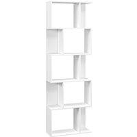 HOMCOM Bookcase, S-Shaped Wooden Bookshelf, 5 Tiers Freestanding Storage Shelf, Home Office Display Stand Rack, White