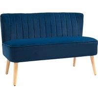 HOMCOM Two-seat Sofa, Small 2 Seater Couch with Wooden Frame & High Back, Comfortable Velvet Love Soft Sofa, Grey Aosom UK