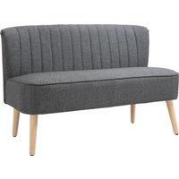 HOMCOM 46" Loveseat Sofa Upholstered Small 2 Seater Sofa with Thick Padded Seat and Rubber Wood Legs, Grey
