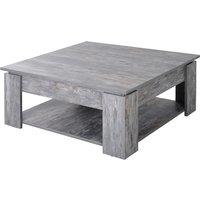 HOMCOM 2 Tier Wood Coffee Table Side Table Bottom Storage Shelf Simple Modern Living Room Grey Wood Grain Aosom UK